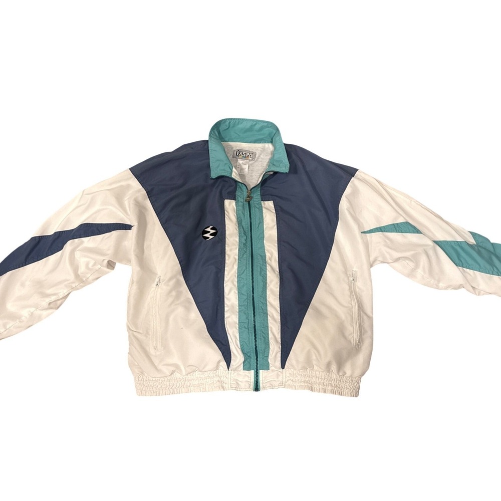 Vintage 80's 90's IXSPA Jacket Large Windbreaker‎ y2k Retro Polyester Nautical
